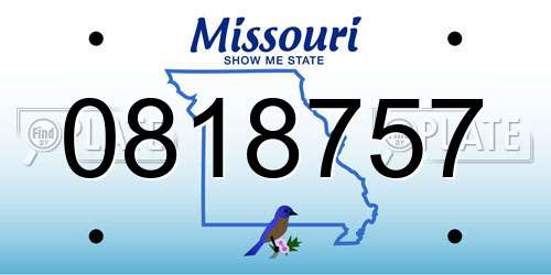 0818757 Missouri License Plate