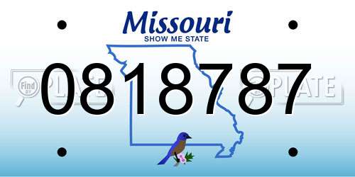 0818787 Missouri License Plate