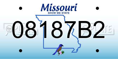 08187B2 Missouri License Plate