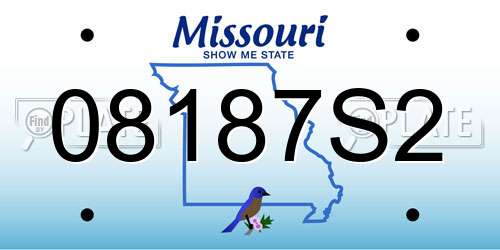08187S2 Missouri License Plate