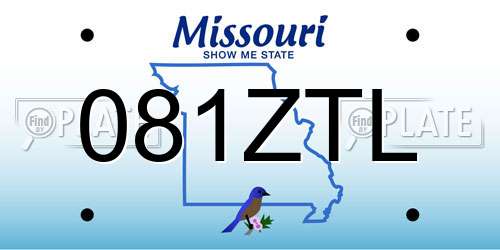 081ZTL Missouri License Plate