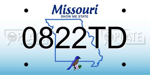 0822TD Missouri License Plate