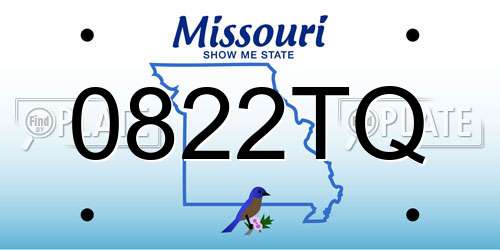 0822TQ Missouri License Plate