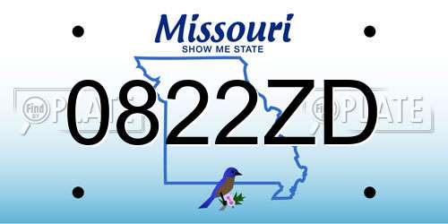 0822ZD Missouri License Plate