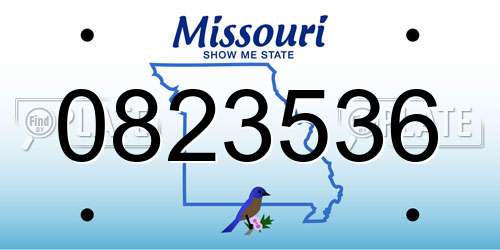 0823536 Missouri License Plate