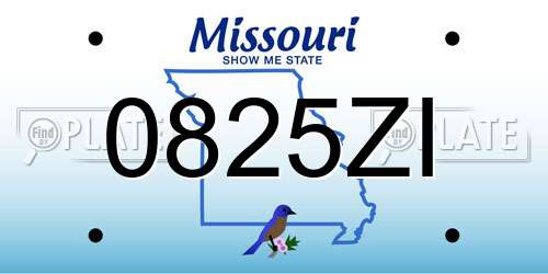 0825ZI Missouri License Plate