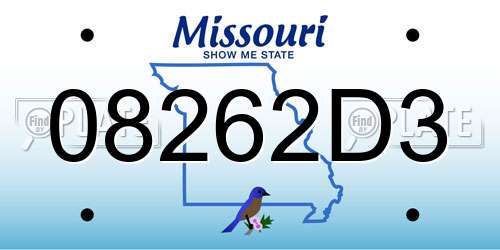 08262D3 Missouri License Plate
