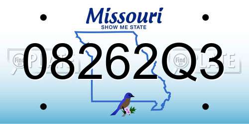 08262Q3 Missouri License Plate