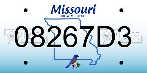 08267D3 Missouri License Plate