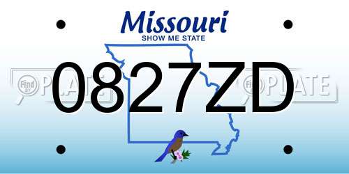 0827ZD Missouri License Plate