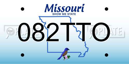 082TTO Missouri License Plate
