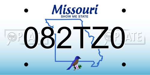 082TZ0 Missouri License Plate