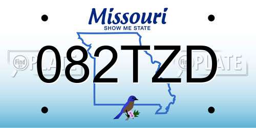 082TZD Missouri License Plate