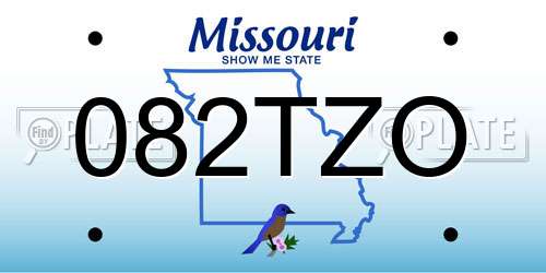 082TZO Missouri License Plate