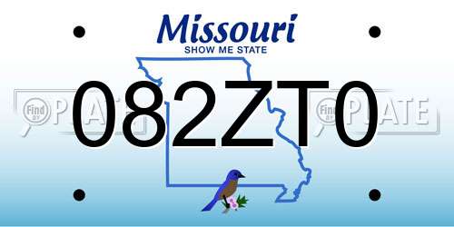 082ZT0 Missouri License Plate