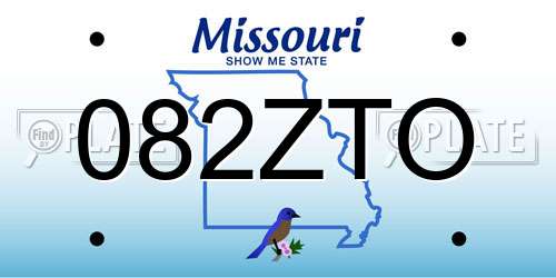 082ZTO Missouri License Plate