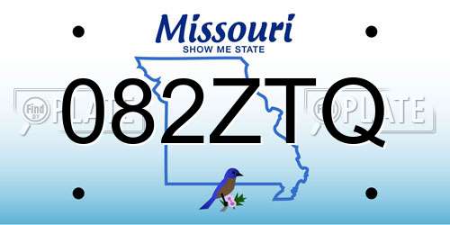 082ZTQ Missouri License Plate