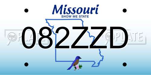 082ZZD Missouri License Plate