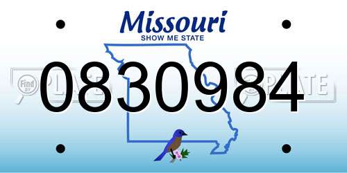 0830984 Missouri License Plate