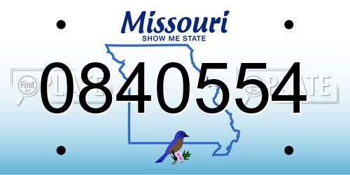 0840554 Missouri License Plate