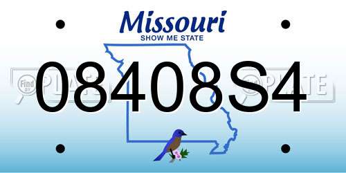 08408S4 Missouri License Plate