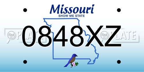 0848XZ Missouri License Plate