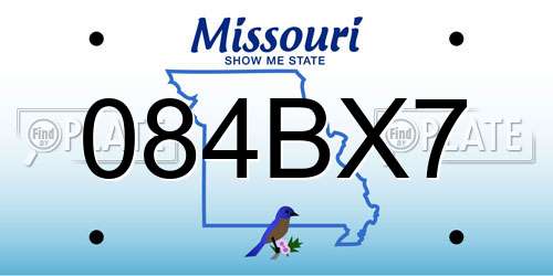 084BX7 Missouri License Plate