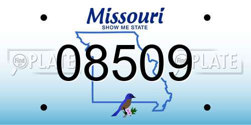 08509 Missouri License Plate