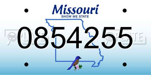 0854255 Missouri License Plate