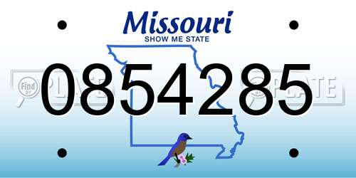 0854285 Missouri License Plate