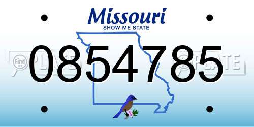 0854785 Missouri License Plate