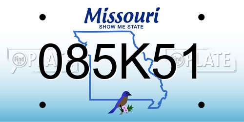 085K51 Missouri License Plate