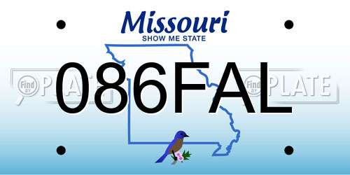 086FAL Missouri License Plate