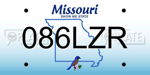 086LZR Missouri License Plate