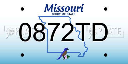 0872TD Missouri License Plate