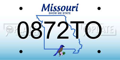 0872TO Missouri License Plate
