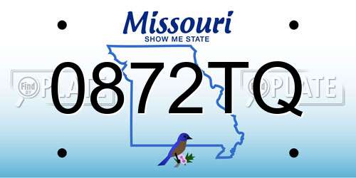 0872TQ Missouri License Plate