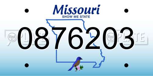 0876203 Missouri License Plate