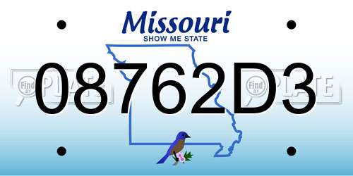 08762D3 Missouri License Plate