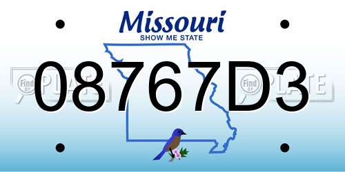 08767D3 Missouri License Plate
