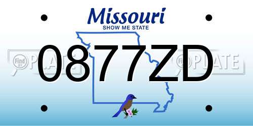 0877ZD Missouri License Plate