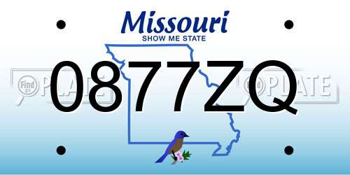 0877ZQ Missouri License Plate