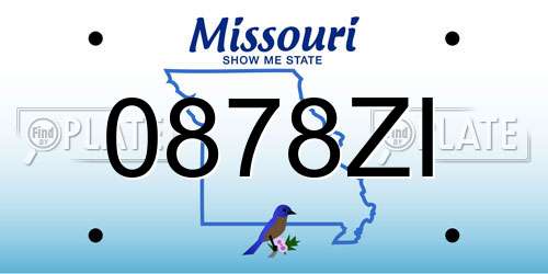 0878ZI Missouri License Plate