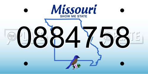 0884758 Missouri License Plate