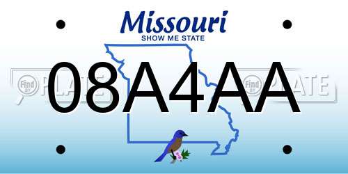 08A4AA Missouri License Plate