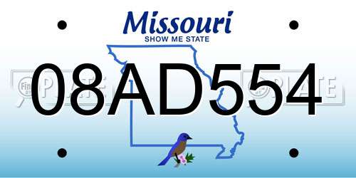 08AD554 Missouri License Plate