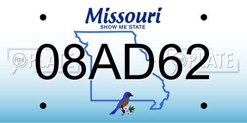 08AD62 Missouri License Plate