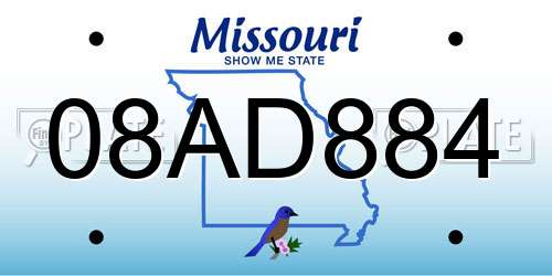 08AD884 Missouri License Plate