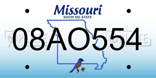 08AO554 Missouri License Plate