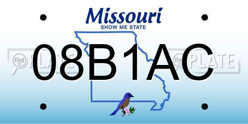 08B1AC Missouri License Plate